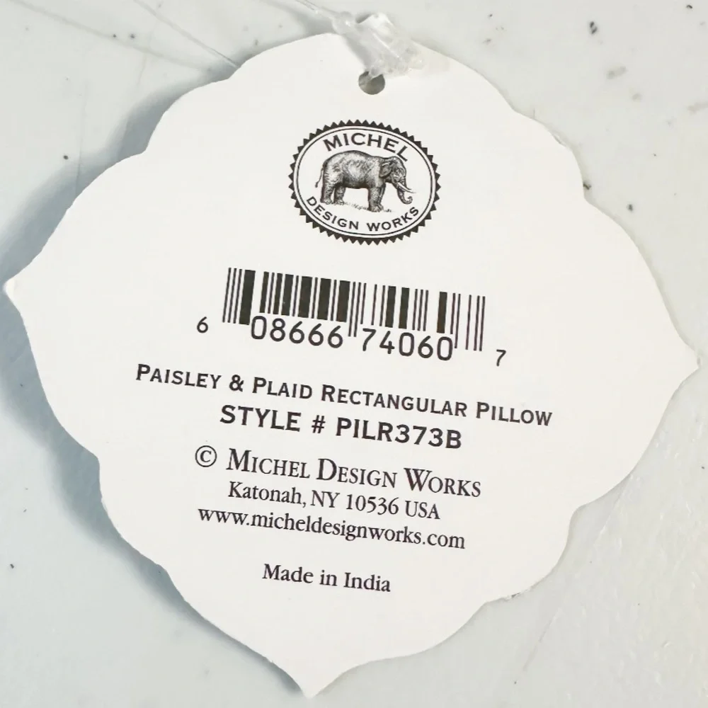 NEW Michel Design Works PAISLEY & PLAID Rectangle Pillow